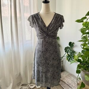 Vintage Women Floral Print Midi Press flutter Sleeves Coquette Girly